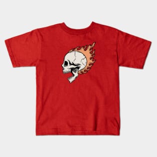 Skull Fire Burn Kids T-Shirt